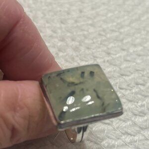 Gorgeous MOSS PREHNITE Handmade Sterling 925 Ring Size 7.75 #73E